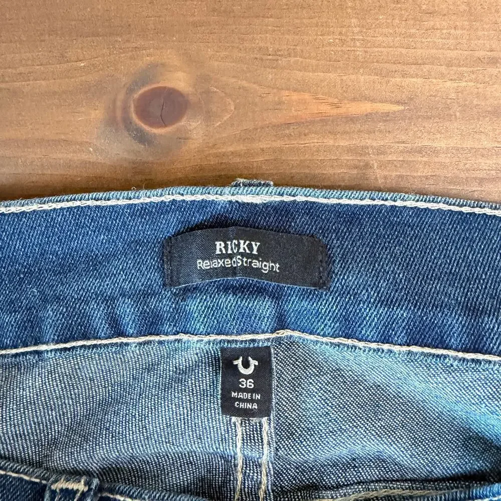 True Religion Ricky SN Flap Straight Relaxed Jean Dark Woodland Wash Men's 36x35